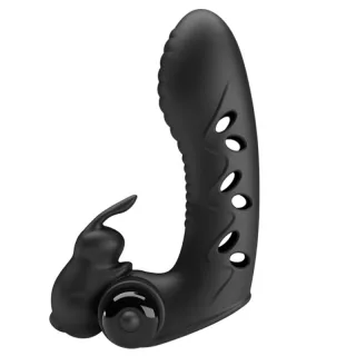 Penishülle Vance Black Rabbit Fingerabdeckung Schwarz