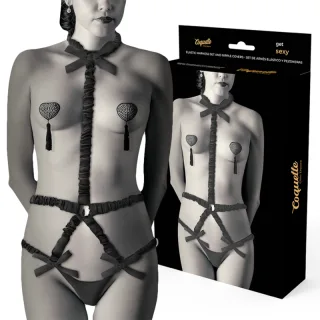 Nippelpasties Chic Desire Deluxe mit Harness Schwarz