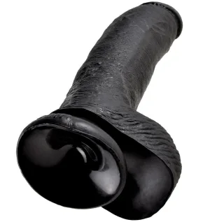 Realistischer Dildo King Cock mit Hoden Schwarz 22,9 cm