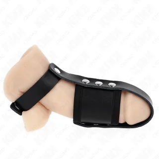 Peniskäfig Peniskäfigring aus Leder mit Verstellbarem Beschichtetem Hockentrennergurt