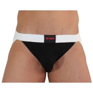 Jockstrap 004 Glänzend Schwarz/Weiß – Größe S