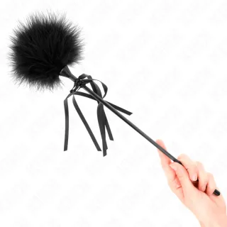 Fetisch-Toy KINK Federkitzler mit Schleife am Stiel Schwarz 35 cm