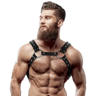 Harness Brustharness aus Ökoleder für Herren mit Nieten