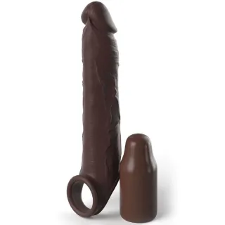 Penishülle Elite Silicone X-Tension mit Riemen Braun 7 cm