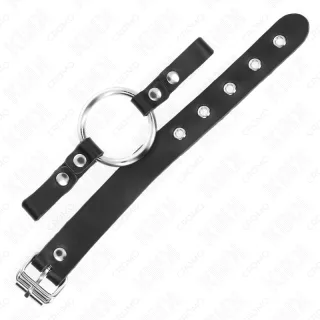 Penisring Leder mit Schnallenverschluss und Metallring Schwarz