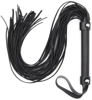 Peitsche mit silbernen Klammern Schwarz 64 cm