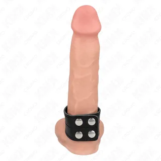 Penisring Leder mit Druckverschluss Schwarz Modell 4