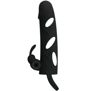 Penishülle Silikonhülle mit Vibration 1.0 Schwarz 14 cm