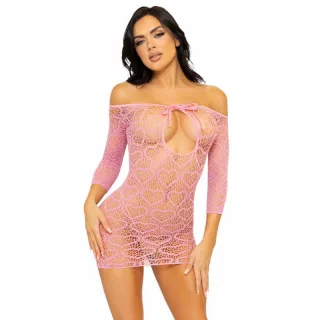Kleid Herz-Netz-Minikleid Rosa Einheitsgröße