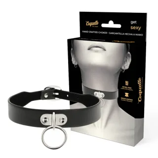 Halsband Chic Desire Fetish Ring veganes Leder Schwarz