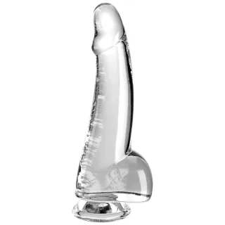 Realistischer Dildo King Cock Clear mit Hoden Transparent 15,2 x 4,4 cm