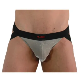 Jockstrap 001 Glänzend Beige/Schwarz – Größe S