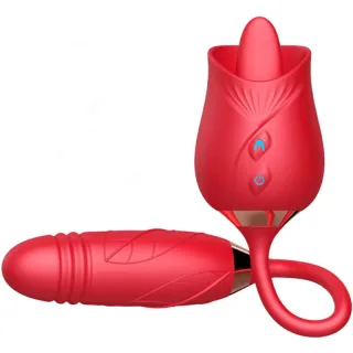 Zungenvibrator Delight Blume mit Stoßfunktion Rot 8,5 x 5,3 cm