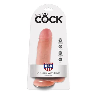 Realistischer Dildo mit Hoden Hautfarbe 17,8 cm