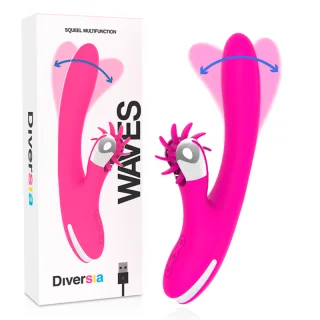 Rabbit-Vibrator Squeel mit Wellenfunktion Pink 24 x Ø 3,5 cm