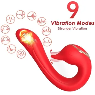 Vibrator Delfin Multiposition mit Wärmeeffekt Rot 20,4 x 3,5 cm