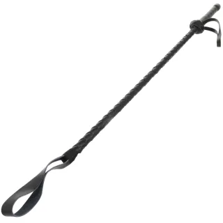 Reitgerte aus Leder geflochten Schwarz 60 cm