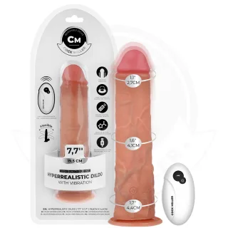 Realistischer Dildo mit Saugfuß und Vibration Fernbedienung Natur 19,5 x 4,1 cm