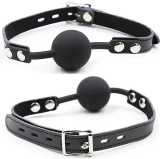 Fetisch-Toy Silikon-Ballgag mit Ledergürtel (Vorhängeschloss Inklusive)