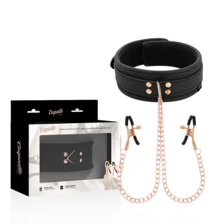 Nippelklemmen Chic Desire Fantasy mit Halsband veganes Leder Schwarz