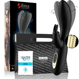 Rabbit-Vibrator Ibiza Technology mit rotierenden Perlen Schwarz