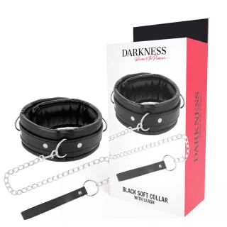 Halsband gepolstert aus Kunstleder mit Kette Schwarz