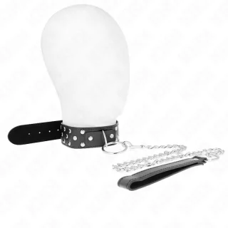 Fetisch-Toy Ring-Nieten-Band-Halskette mit Gürtel Schwarz Verstellbar 36 cm