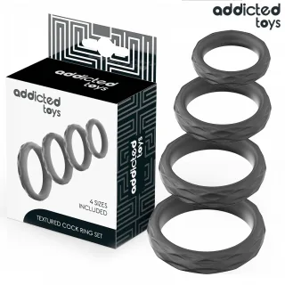 Penisring Set mit Struktur 4-teilig Schwarz