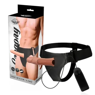 Strap-on Harness Attraction Gregory hohl mit Vibration Natur 16,5 x Ø 4,3 cm