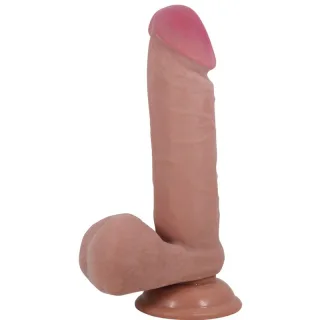 Realistischer Dildo Sliding Skin mit Saugfuß Braun 20,5 cm