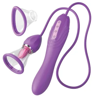 Auflegevibrator Her Ultimate Pleasure Max mit Zunge und Saugglocke Lila