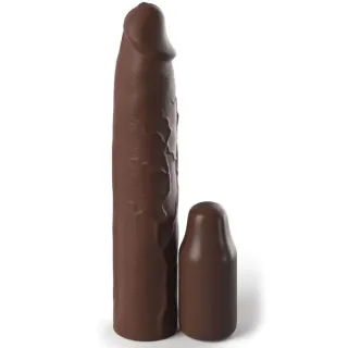 Penishülle Elite Silicone X-Tension mit Steckplug Braun 22,9 cm