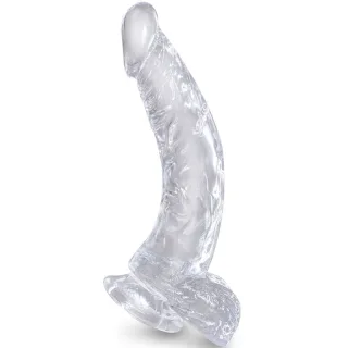Clear Gebogener Dildo mit Hoden Transparent 16,5 cm