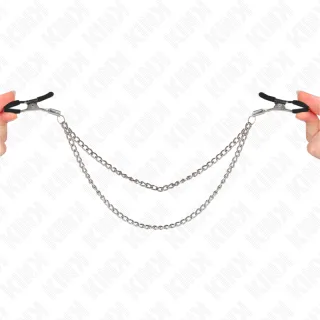 Nippelklemmen mit 2 Dicken Ketten Silber 20/