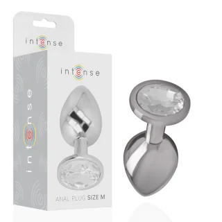 Analplug Aluminium-Metall-Analsplug mit Silbernem Kristall M 3,3 x 3,3 cm