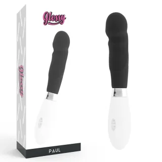Vibrator Glossy Paul mit breitem Kopf Schwarz 12 cm