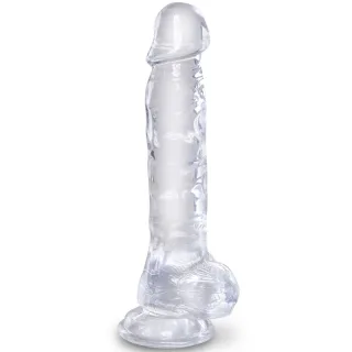 Clear Realistischer Dildo mit Hoden Transparent 16,5 cm