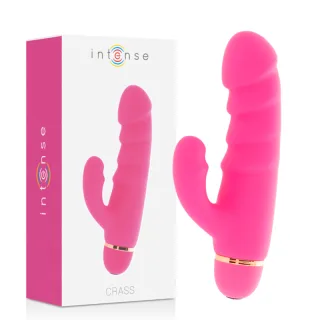 Rabbit-Vibrator Intense Crass mit realistischem Schaft Rosa 17,5 x 4,1 cm