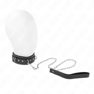 Fetisch-Toy KINK Halsband mit Strassnieten Schwarz 41,5 x 4 cm
