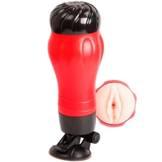 Masturbator Flora Vagina mit Basis und Vibration Rot 10 x 10 cm