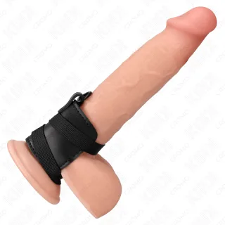 Penisring Leder mit verstellbaren Riemen Schwarz