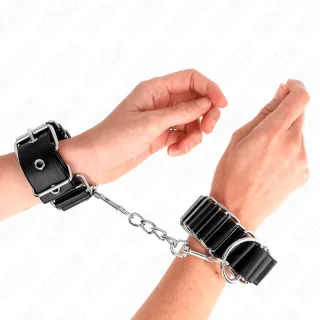 Fesselset Scharnierähnliche Dünne Handgelenkfesseln Schwarz Verstellbar 16 cm