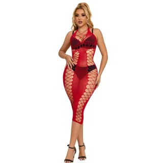 Kleid Langes rotes Netzkleid Einheitsgröße