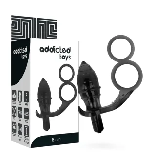 Analplug mit doppeltem Ring Schwarz 8 x 4 cm