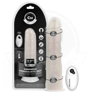 Realistischer Dildo mit Saugfuß Lichtern und Vibration Fernbedienung Weiß 19,5 x 4,1 cm