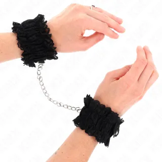 Fesselset Elastische Handgelenksfesseln aus Spitze Negro Schwarz