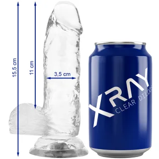 Realistischer Dildo Klarer Hahn mit Bllen Transparent 11 x 3,5 cm