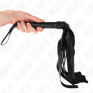 Fetisch-Toy KINK Peitsche als Flogger mit breiten Riemen Schwarz 48,5 cm