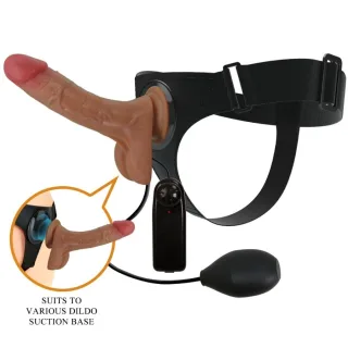 Strap-on Universal mit Vibrierendem und Squirtingdildo Braun 15,5 cm