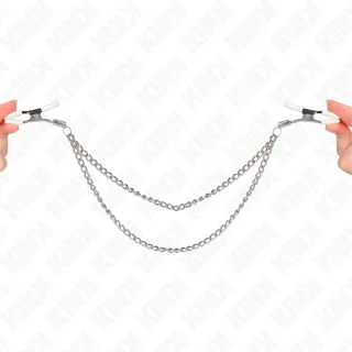 Nippelklemmen mit 2 Dünnen Ketten Silber 20/